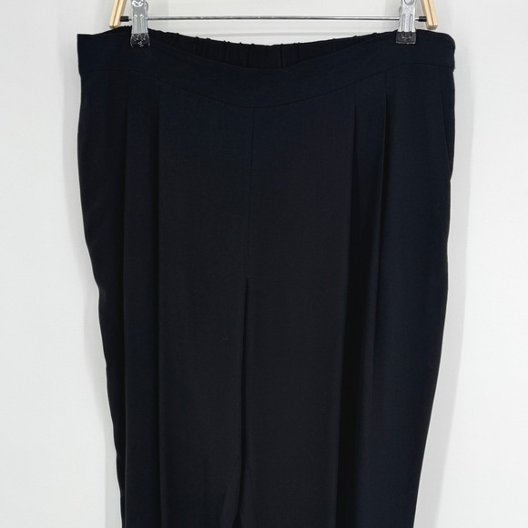 Eileen Fisher Silk Jogger Pants XL Black Elastic Waist Tapered Minimalist Luxe - Picture 3 of 9